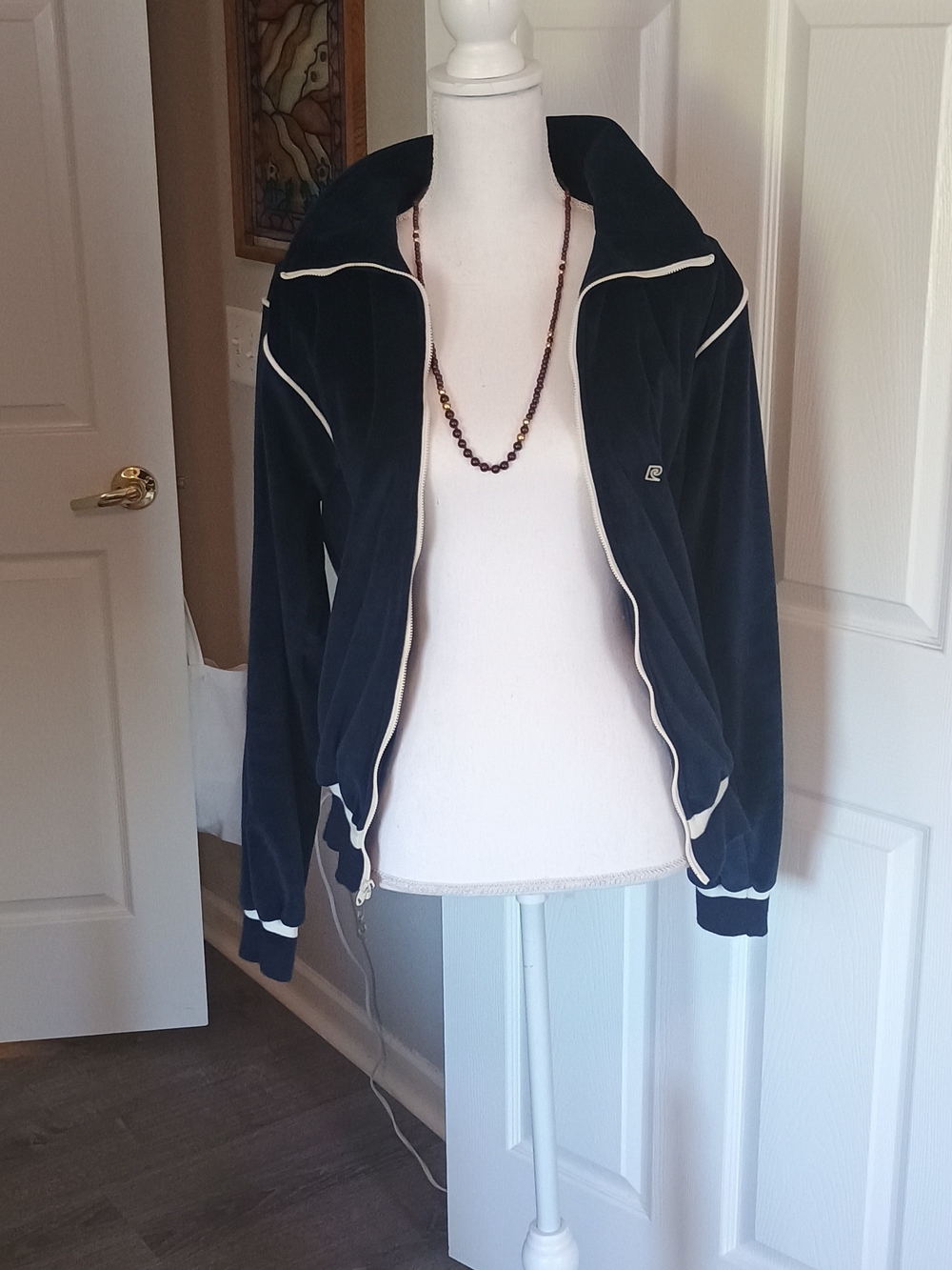 Pierre Cardin Navy Bomber Jacket with White Piping